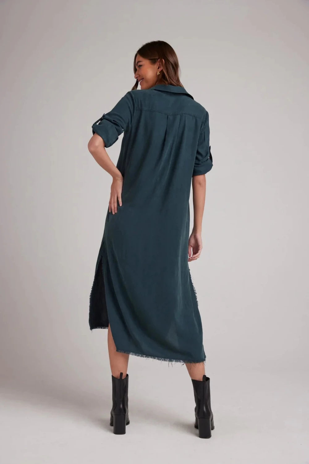 Maxi Dress Shirt in Jade Night