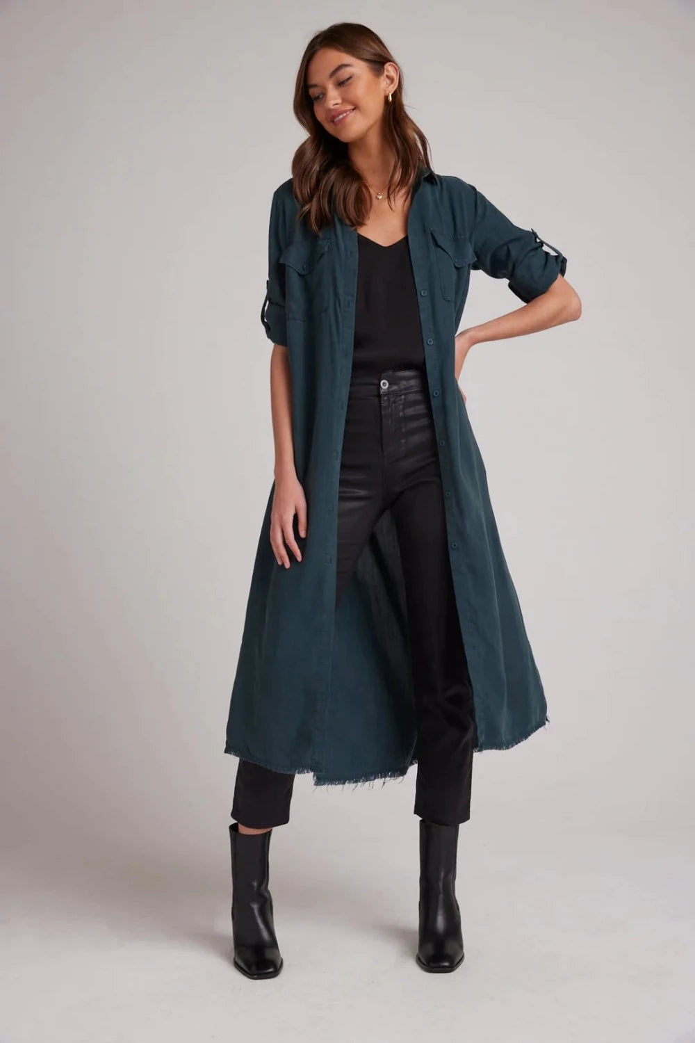 Maxi Dress Shirt in Jade Night