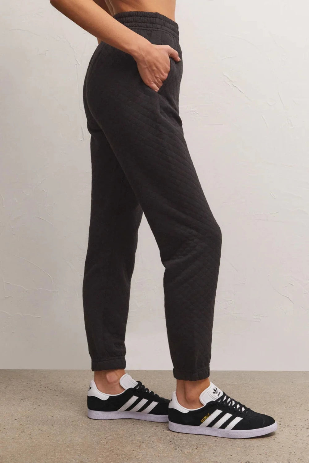 Slim Quilted Jogger in Black