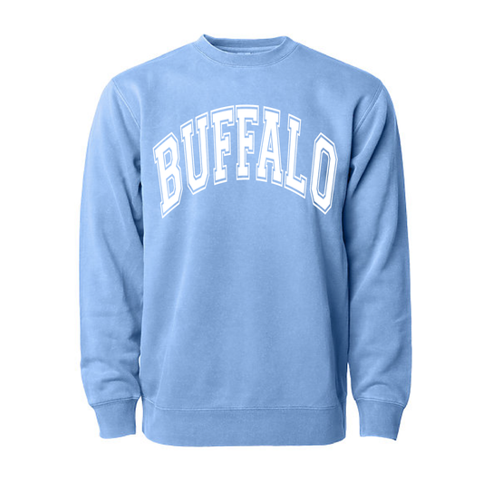 Buffalo Pigment Dye Crew in Light Blue