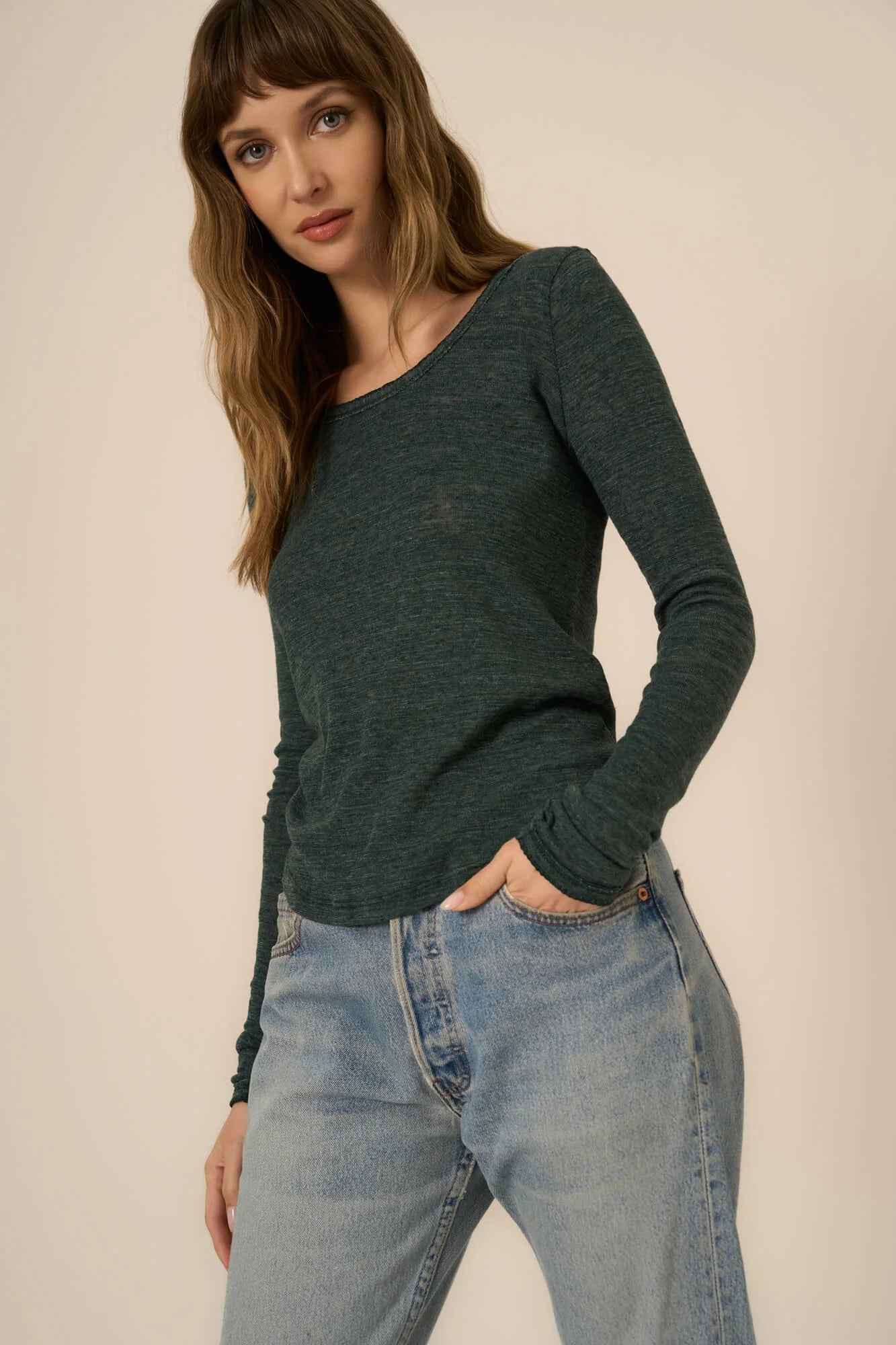 Angel Baby Rib Scoop L/s midnight pine