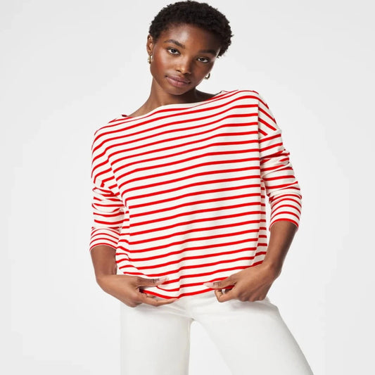 AirEssentials Boat Neck Top in Red