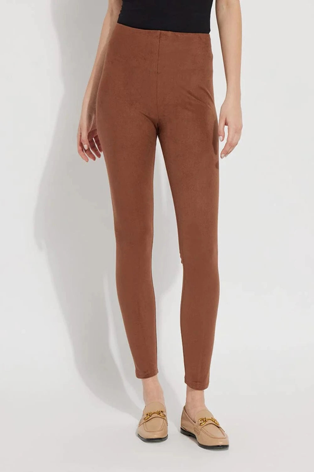 Hi Waist Suede Leggings in Whiskey