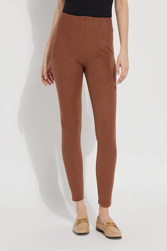 Hi Waist Suede Leggings in Whiskey