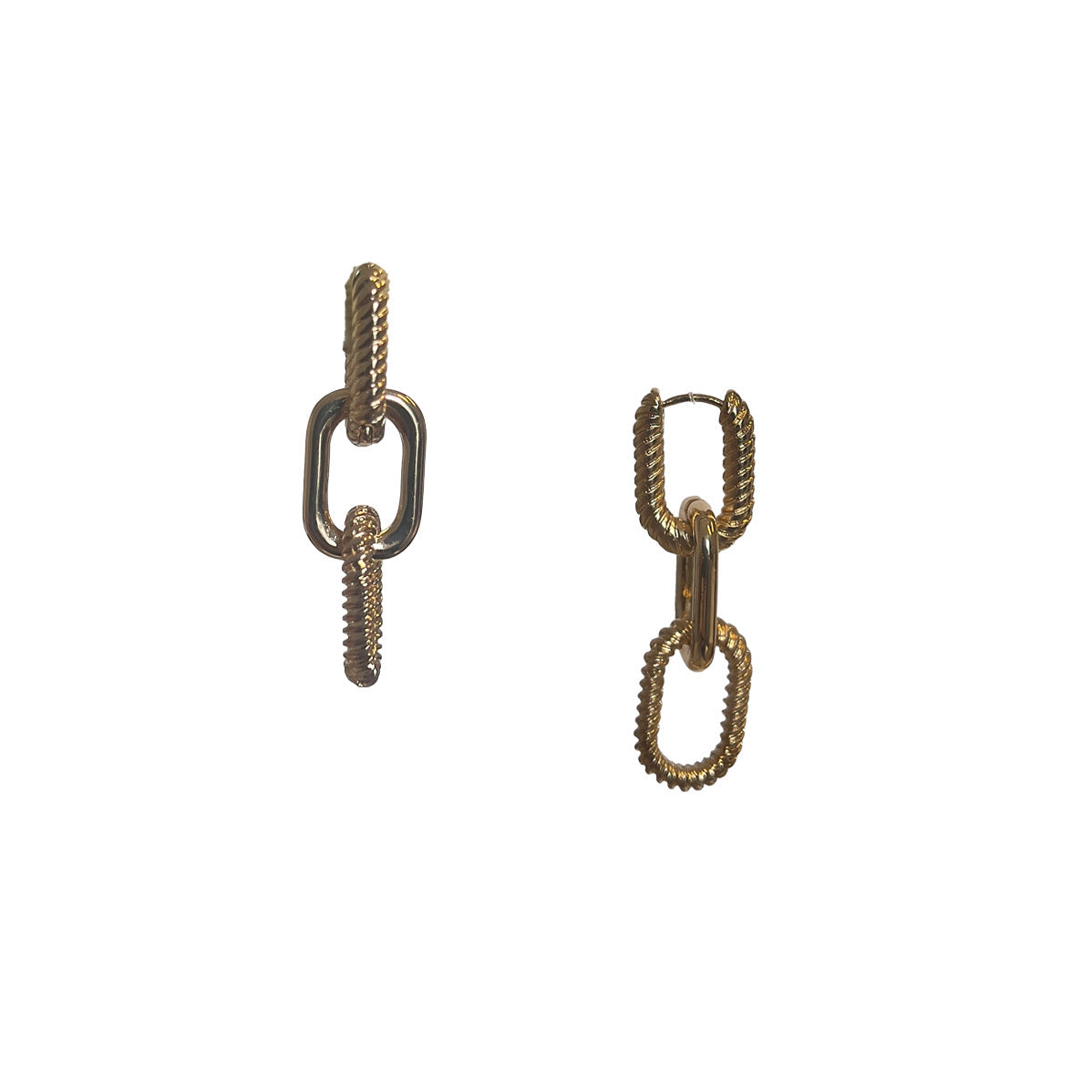 3 Linked Oval Drop Earring in Gold
