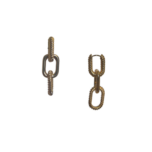 3 Linked Oval Drop Earring in Gold