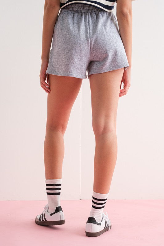 Aubrey Side Zipper Shorts in Heather Grey