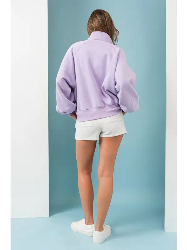 Piper Snap Collared Sweatshirt in Lavender
