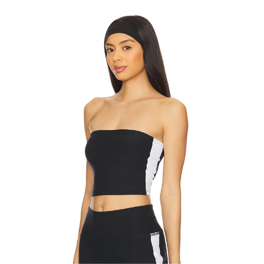 Strapless Stripe Tube Top in Black
