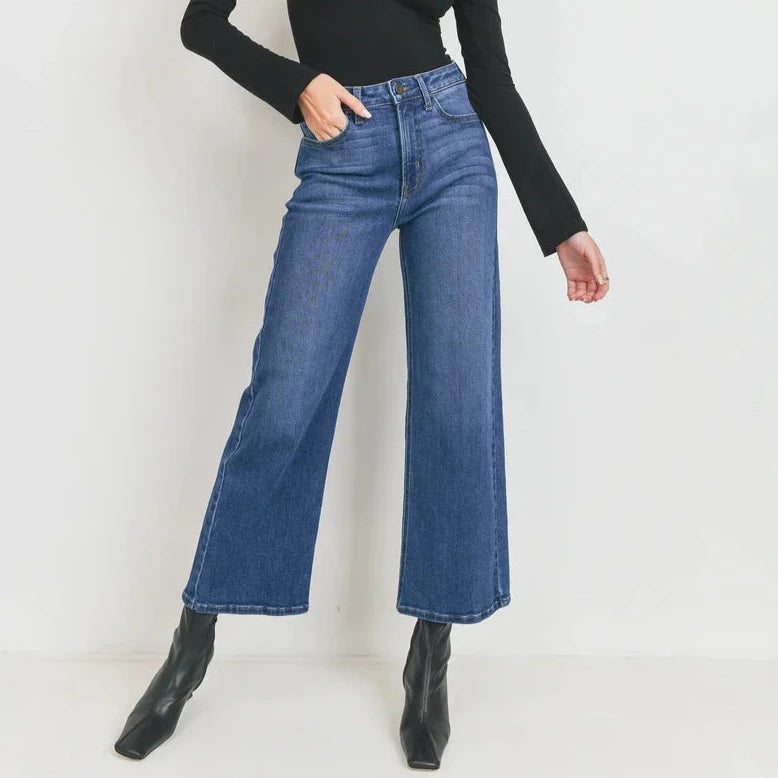 High Waisted Wide Leg in Dark Denim