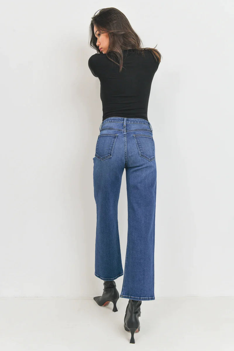 High Waisted Wide Leg in Dark Denim