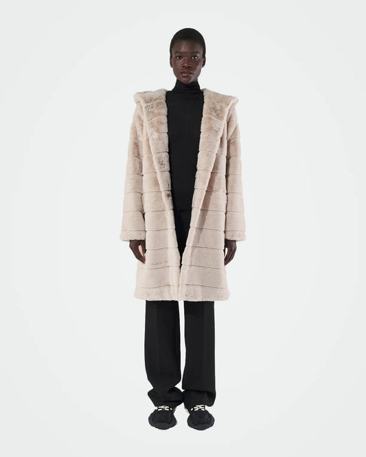 Celina Faux Fur Coat in Latte