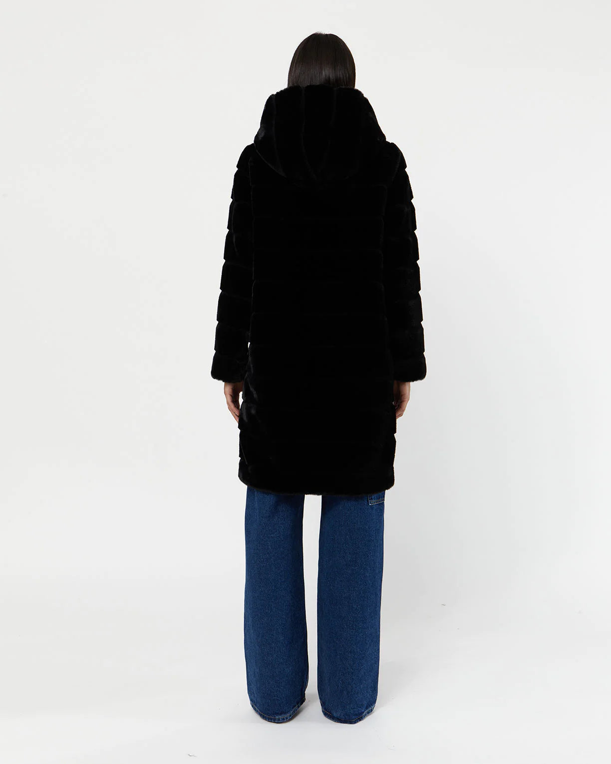 Celina Faux Fur Coat in Noir