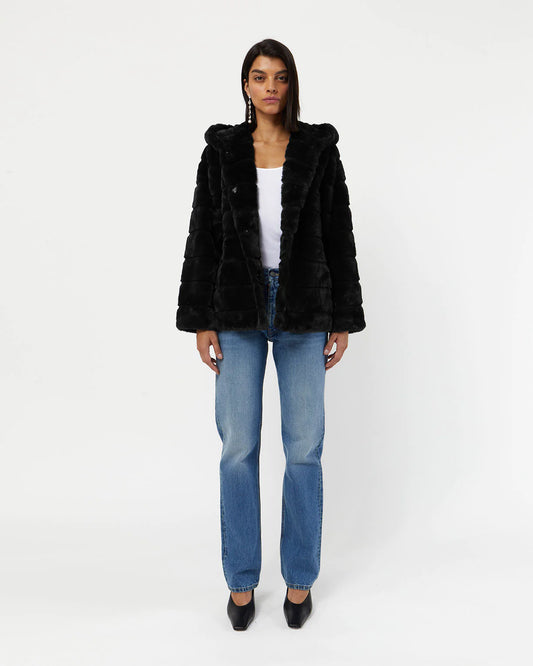 Goldie 5 Faux Fur coat in Noir