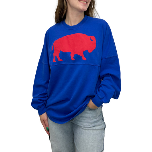 Lets Go Buffalo Big Buff Front- Royal/red