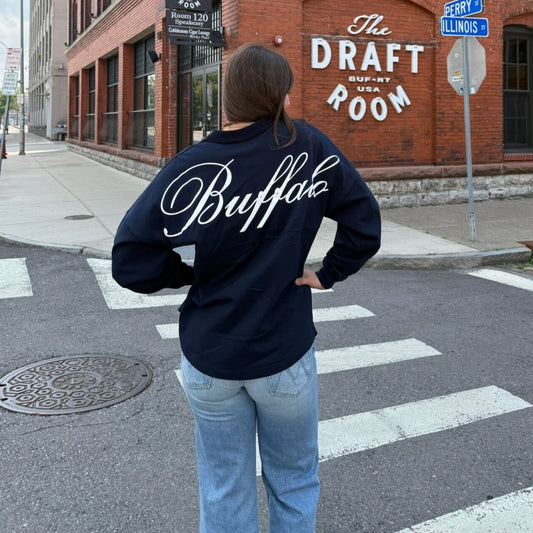 Buffalo Script L/s Polo in Deep Indigo