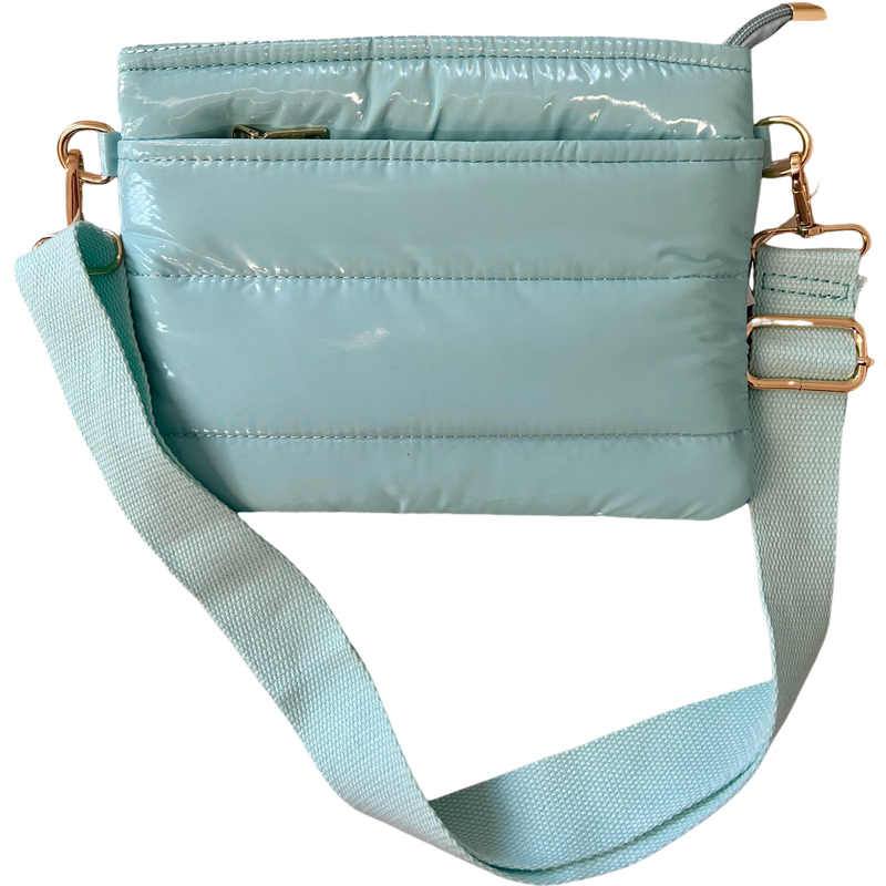 East West Puff Sling Bag in Light Blue