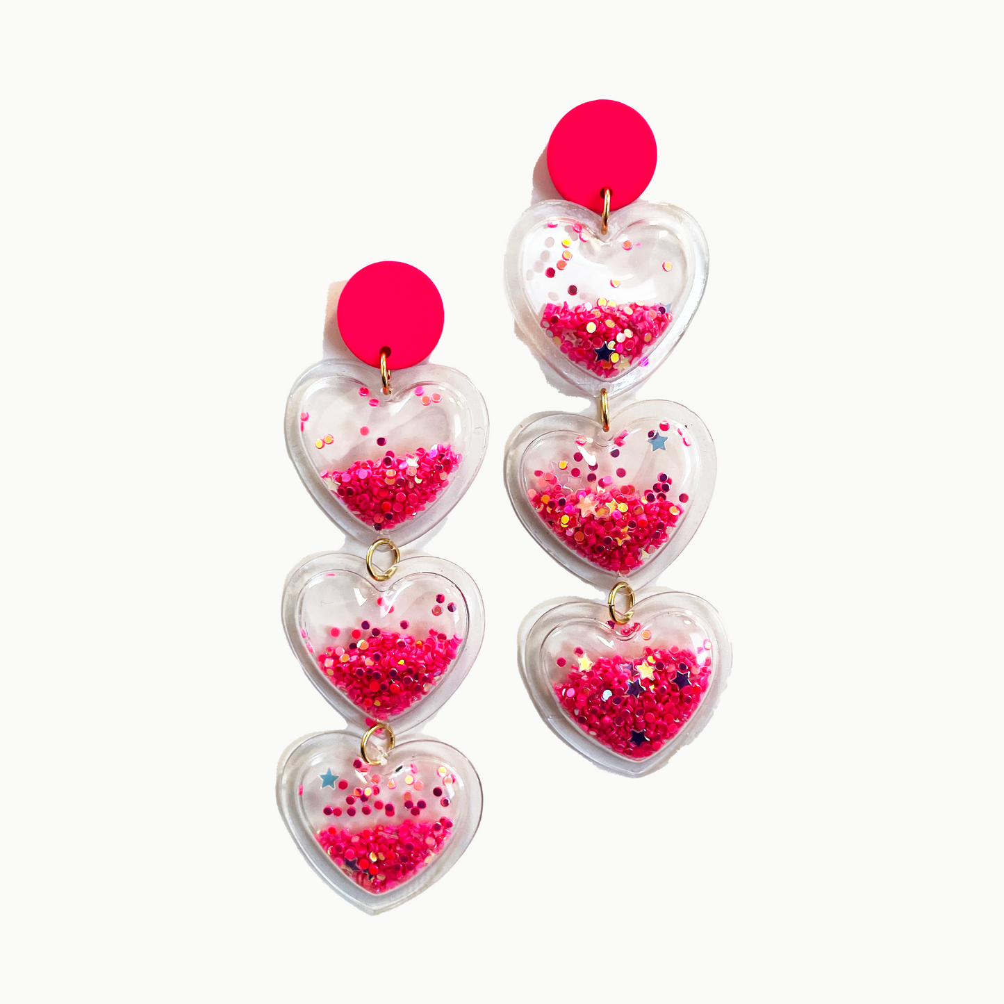 Triple Glitter Heart earrings