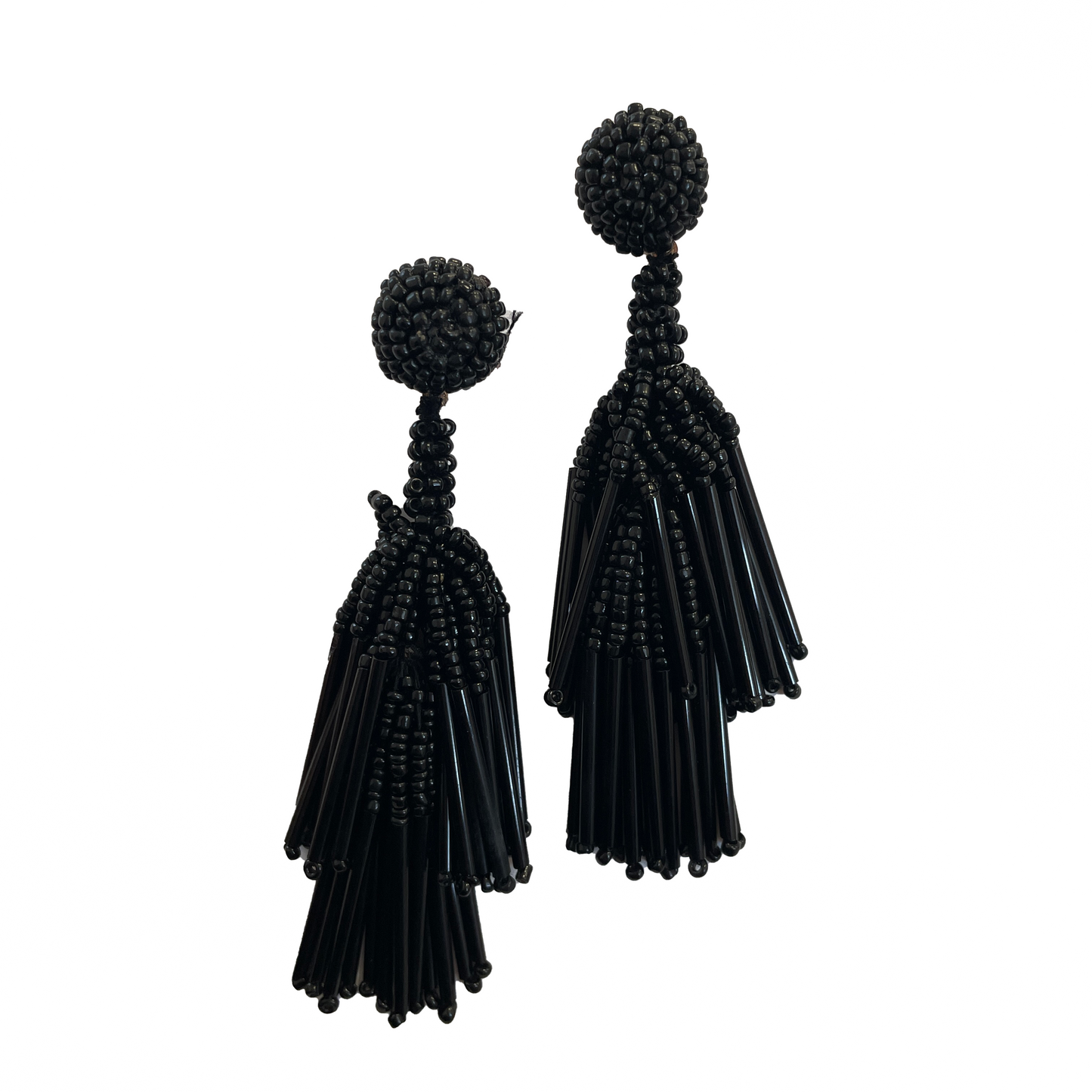 Holiday Beaded Fringe Earring in Black