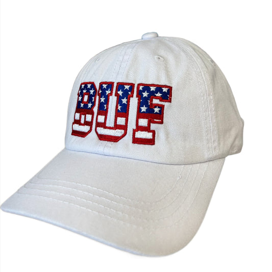 BUF Flag Baseball Caps in White