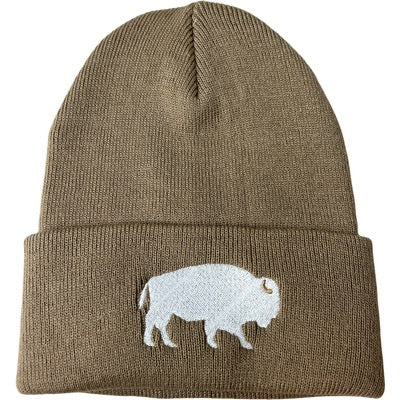 Standing Buffalo Beanie Khaki/White