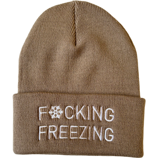 Freezing Beanie in Khaki/White