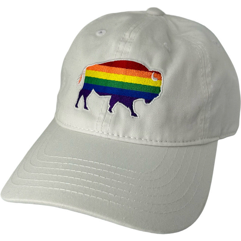 Standing Buffalo Baseball Hat in Rainbow/White