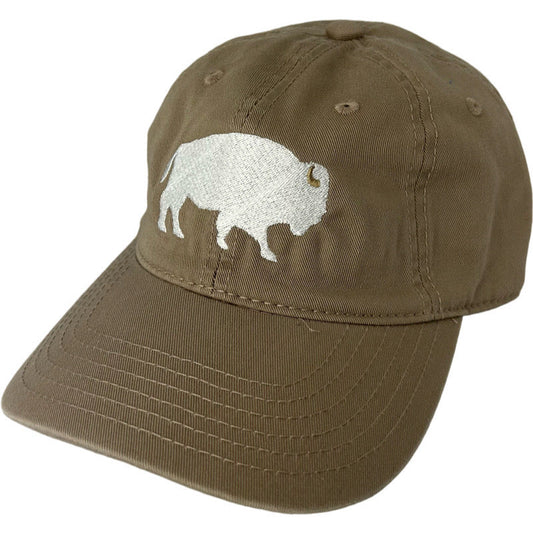 Standing Buffalo Baseball Hat in Khaki/White