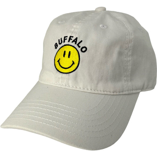 Buffalo Smiley Face Cap in White/Black