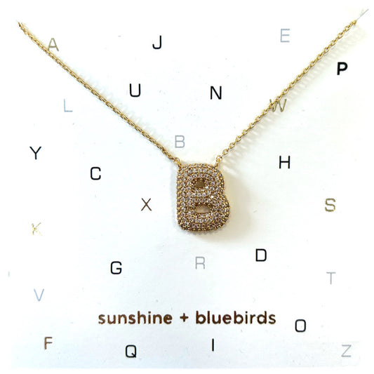 Crystal Puf Initial Necklace B