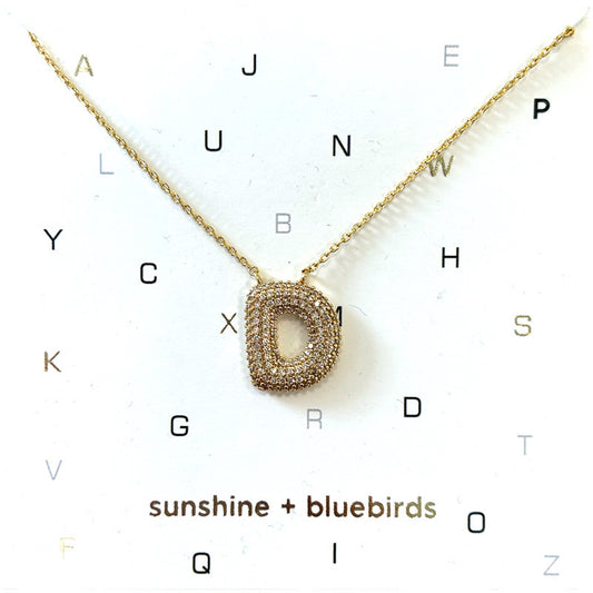 Crystal Puf Initial Necklace D