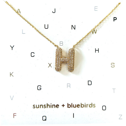 Crystal Puf Initial Necklace H