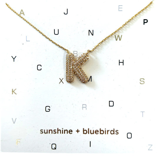 Crystal Puf Initial Necklace K
