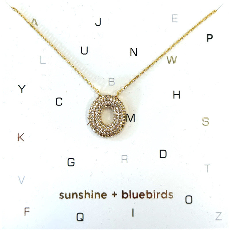 Crystal Puf Initial Necklace O