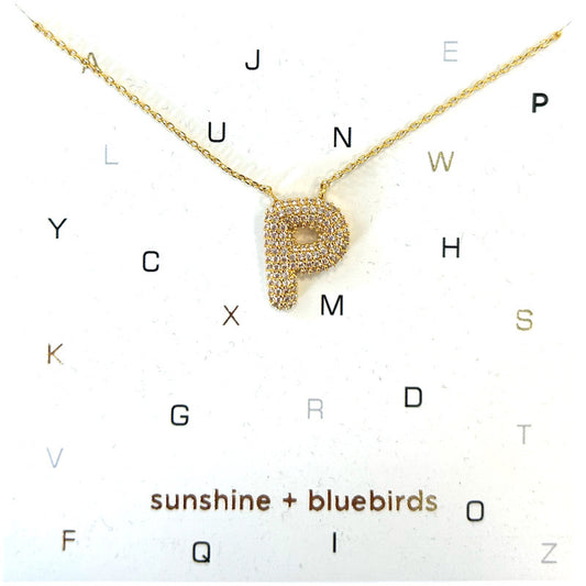 Crystal Puf Initial Necklace P