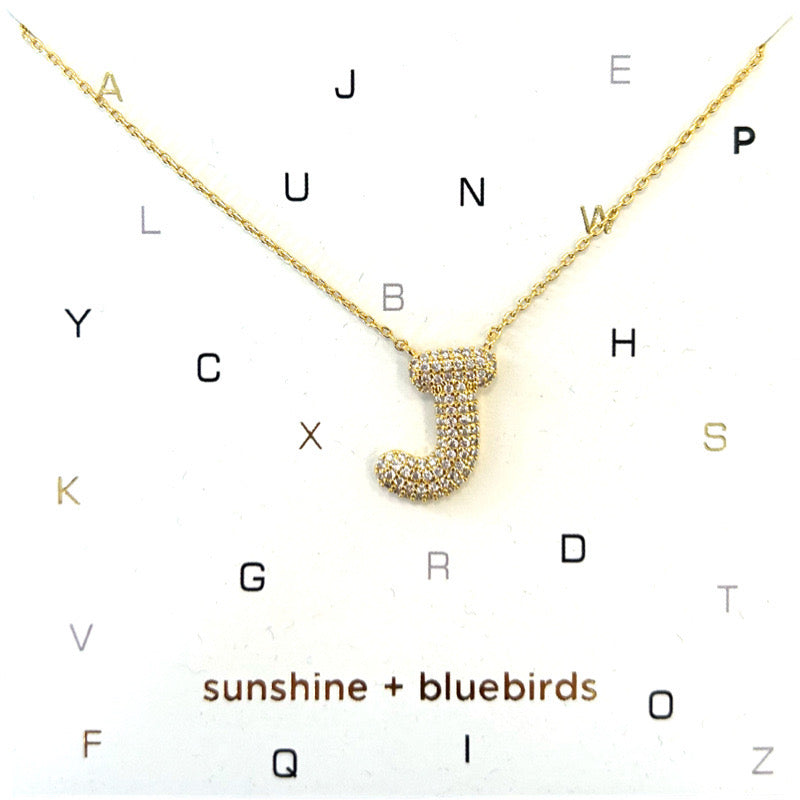 Crystal Puf Initial Necklace J