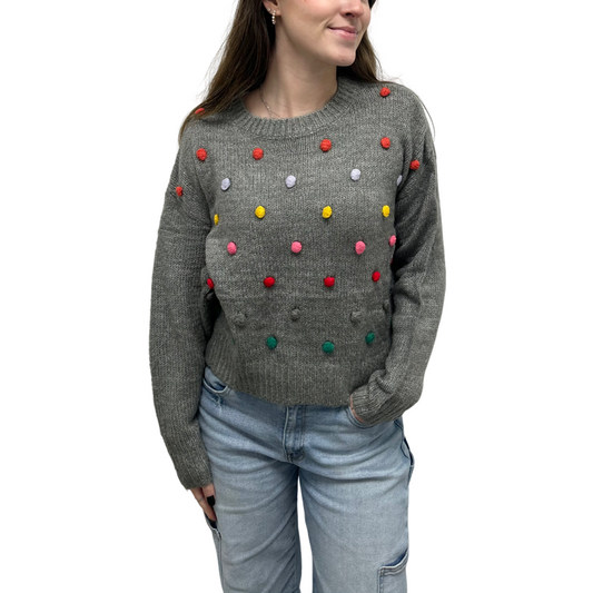 Pom Pom Sweater Grey