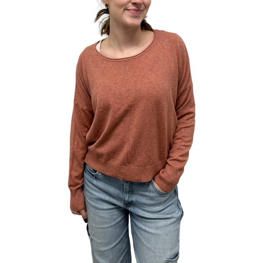 L/S Short Sweater in Heather Dark Rose