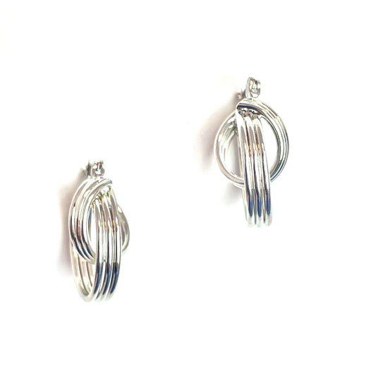 Ring Twist Hoop Earrings in Silver