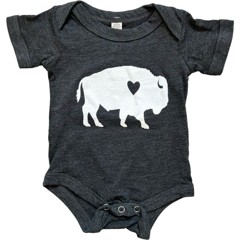Standing Buffalo Onesie- Dark Grey/White