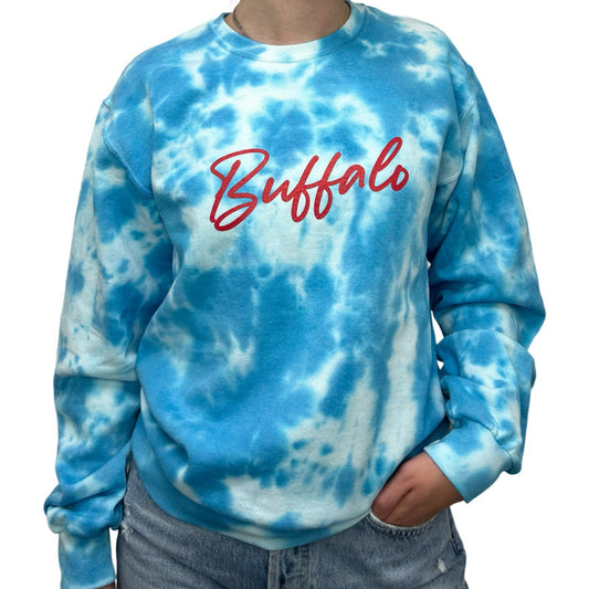 Buffalo Script Tie Dye Crew Sweatshirt