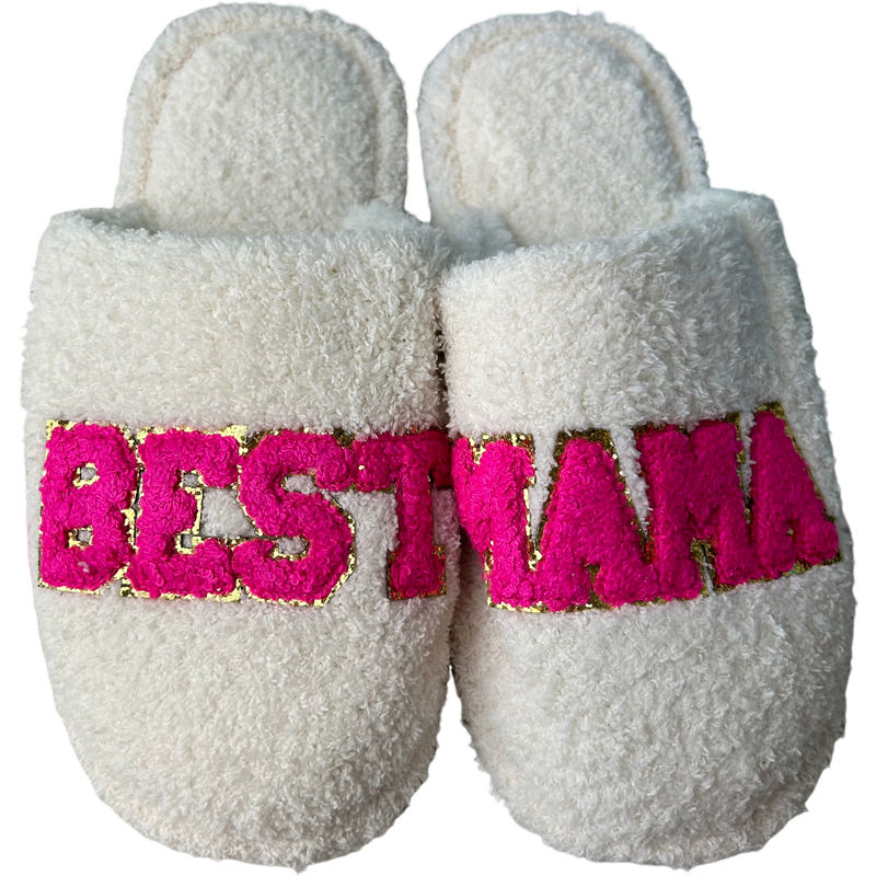 Best Mom Slippers in Ivory/Pink