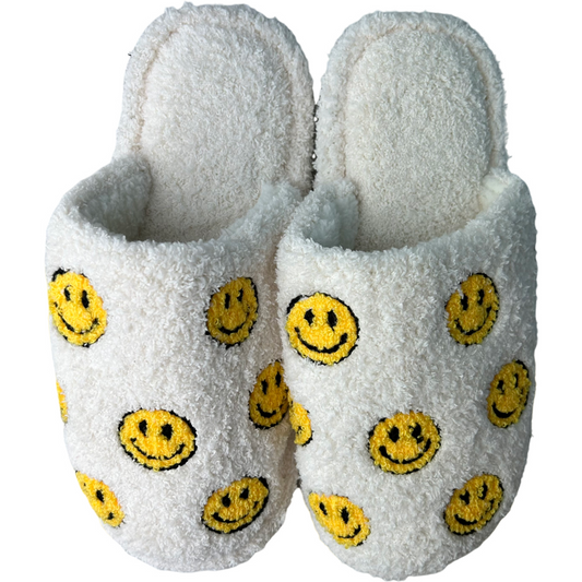 All Over Smiley Slippers in Ivory