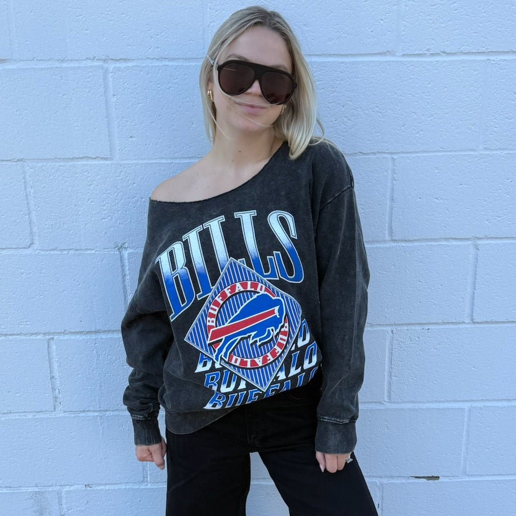 Bills Cropped Off Shoulder Fleece