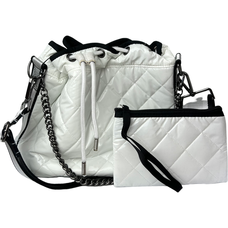 Lindsey Puffer Bucket Bag in Blanc