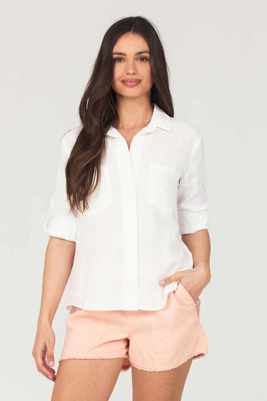 Split Back Button-Down in White