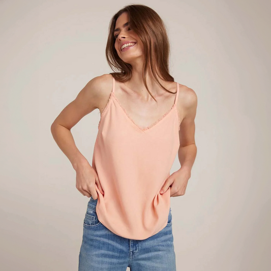 Frayed Cami in Sunset Coral