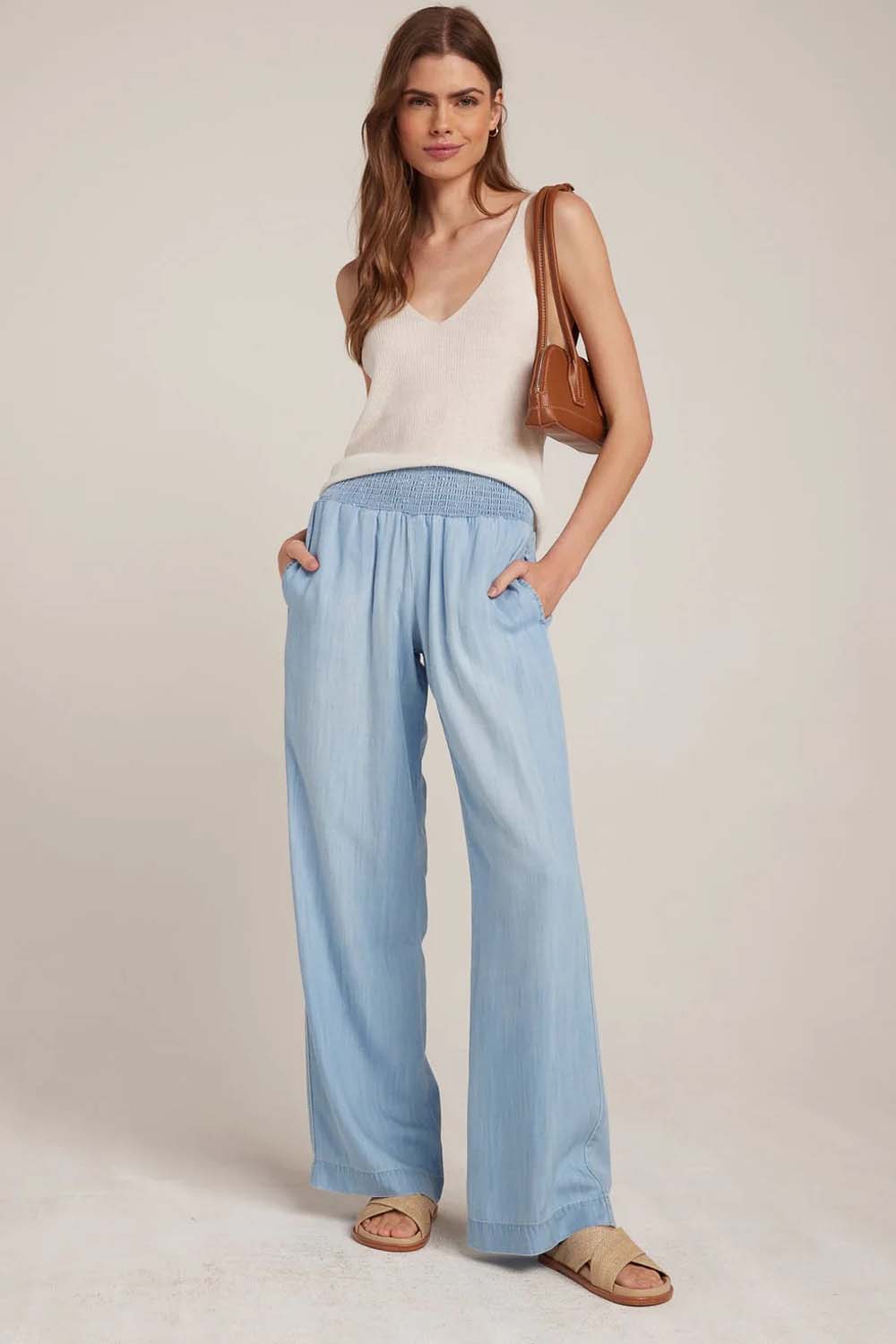 Smocked Waist Wide Leg Pant in Vintage Black