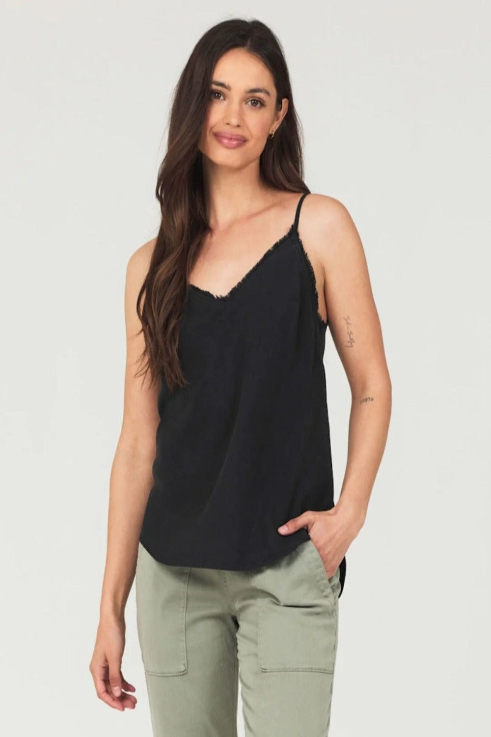 Frayed Cami Black