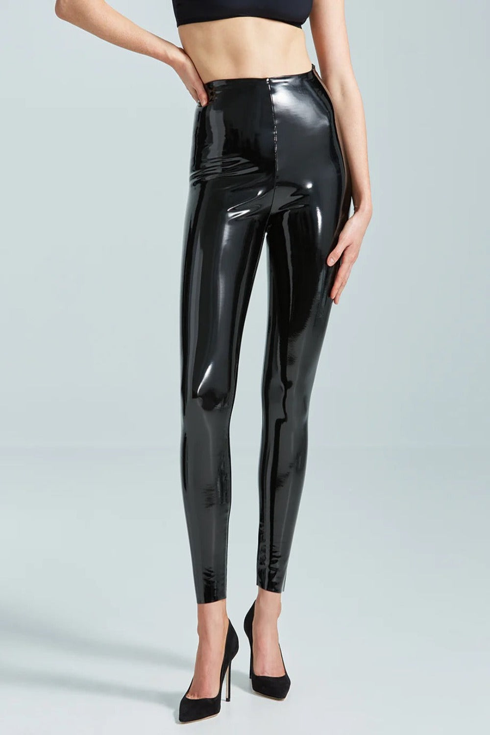 Faux Leather Patent Legging in Black